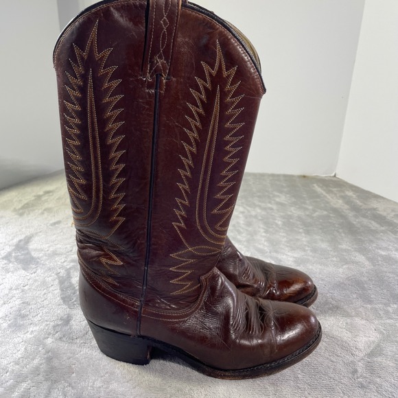 Dan Post Boots Womens Size 7.5C Brown Leather Western Stitch Festival Riding - Picture 1 of 11